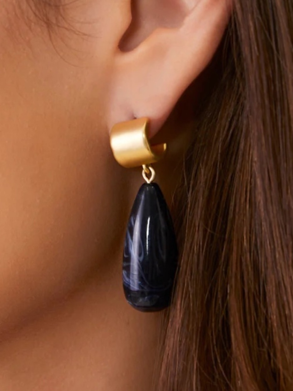Spartina 449 Dew Drop Earrings Navy NWT